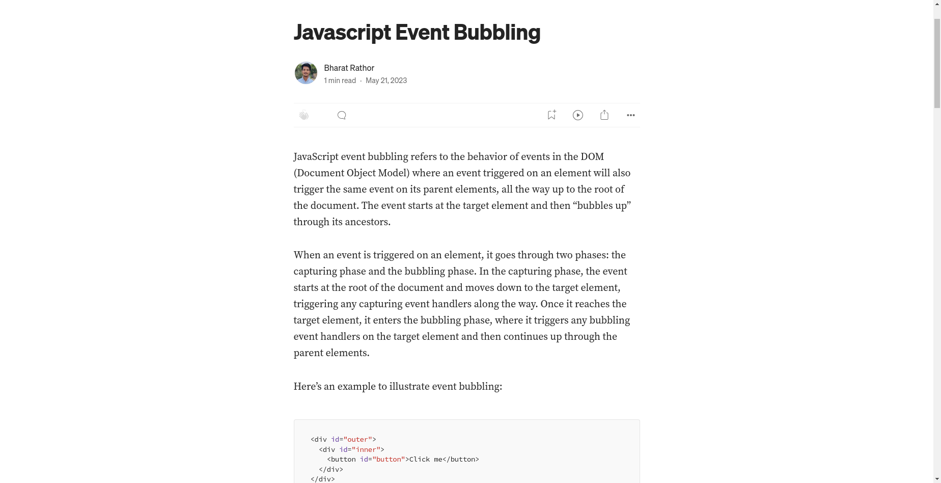 Event Bubbling In JS